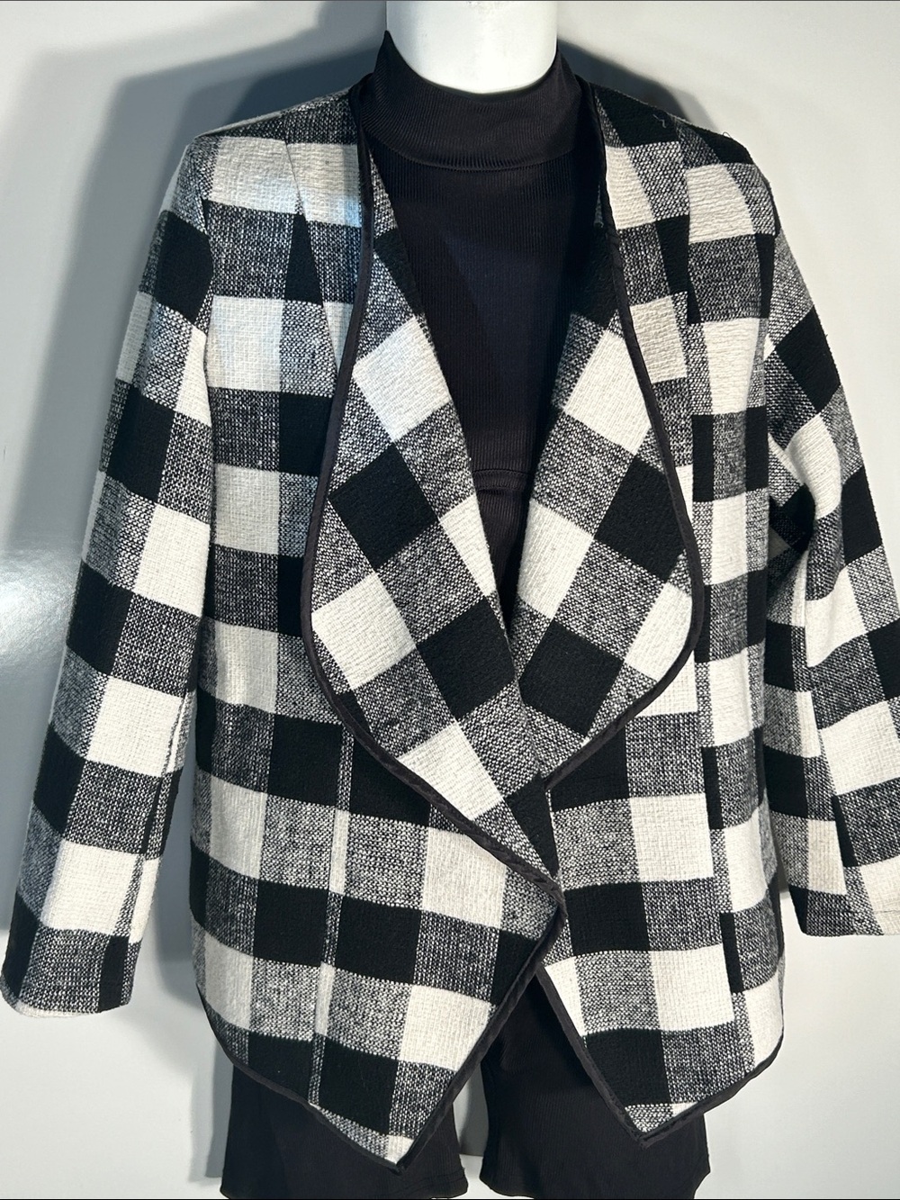 Black & White SZXL Classic Buffalo Check Jacket Old Money Career Closet Staple